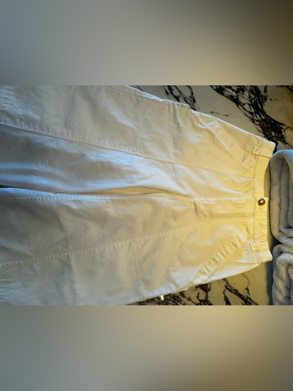 Zara White Looong Cargo Pants M/28